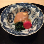 まき村 - 豚の角煮 ポテト餡掛 京人参 菠薐草