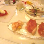 サーラ アマービレ - 太刀魚のフリット　トマトのテリーヌ　鯖のカルパッチョ　生ハム 