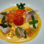 レストラン サンパウ - CEVICHE A LA CATALANA：カタルーニャ風セビーチェ
                                真鯛、タイガーミルク、野菜
                                
