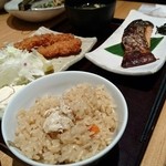 寅福 - 鮭の西京焼き・エビフライ♡beerlove