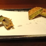 日本橋天ぷら魚新 - 丸十（サツマイモ）と小茄子