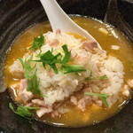 らーめん専門 和海 - 〆のすっぱ雑炊を蟹塩スープに投入