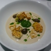 レフェルヴェソンス - とっても寒い日～鱈の白子のポワレ、マッシュルームと春菊のスープ、加賀蓮根、むかご、かぼす
