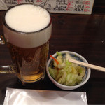 登運とん - 生ビール　３８０円とお通し１００円