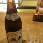 Kitashinchi Hondoori Tsurutontan Kinshourou - 料理・中瓶ビール 594円 (2016年01月) 