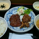 牛タン仙台なとり 名古屋栄地下店 - たんなかカルビの盛合せ定食頂きました。