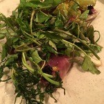 organ - 2016.01.09　対馬産 鮪のマリネ 山菜のフリット、生海苔のコンディマン