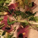 organ - 2016.01.09　対馬産 鮪のマリネ 山菜のフリット、生海苔のコンディマン