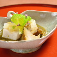 ふぐの白子豆腐と蒸しアワビ
