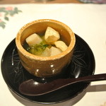 日本料理 潤花 - しのぎ　ホタテ　揚げたユリ根　おこわ