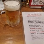 マンチーズ - 飲み放題とはいえ、生ビールは最初の一杯のみのサービスです。