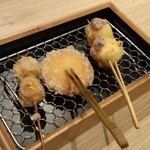 海鮮串天ぷら 中野家 - 串天ぷら（うずら玉子、ビスケット、じゃがバター）