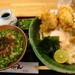 三ツ島 真打 - 2010/08/07 温たまとり天ぶっかけ830円＋ミニねぎトロ丼380円