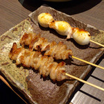 地鶏串焼家 鳥みや - H27.12.29 「皮」 と 「うずら」