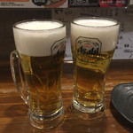肝どん 朝まで屋・道頓堀店 - 生ビール なんと¥100-！