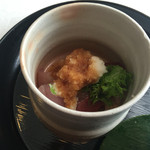 割烹 新多久 - 2016 2月 料理4　寒ブリを辛味大根で