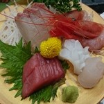 半兵衛 - 刺身盛り合わせ (※量は多くないと言いましたが、コースで出る量としては充分。)