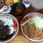 馬場南海 - 久々のロースカツ、皿に乗り切らず折り返してた、ご馳走さま、いつもありがとう