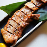 Grilled peach pork belly