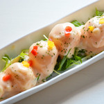 Puri shrimp with mayonnaise