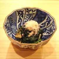 新富 なぐも - ランチ：ほうれん草と山えのきのおひたし