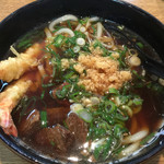 肉ちゃんうどん - 肉うどん海老天トッピング