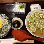 蕎麦しゃぶ総本家浪花そば - すだちそばとしらすご飯