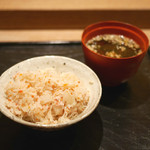 虎白 - 「飯物」松葉蟹の炊き込みご飯　2015年11月