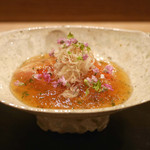 虎白 - 「鉢肴」金目鯛の炙りジュレ掛け　2015年11月