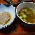 親和苑 - （夕食③）蕎麦がきとオクラの味噌汁