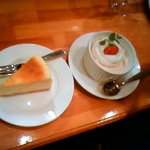 OSTERIA PLACER - チーズケーキとイチゴのパルフェ（冬期限定）こっくりチーズケーキは是非食べたいデザート