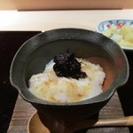 菊鮨 - のど黒の蒸し寿司　有明の生の海苔を添えて