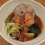 香食楽 - かくらカレー+チキン+揚げ野菜トッピング、８穀米変更