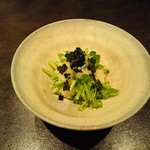 とり料理ふじ - 芹のサラダ、とろろドレッシング