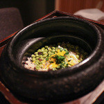 玉峰館 - お食事 『 春色 』 碓井豆 黒米 真鯛 お米は山形県産のつや姫☆