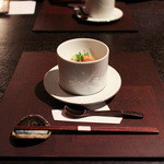 玉峰館 - 先付 「 芳酵 焙煎 極味 」 胡麻 吉野葛 雲丹 山葵☆