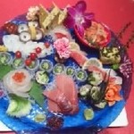 創作Dining Sushi　きくち - お刺身の盛り合わせ（いつも綺麗な盛り合わせですが、今回は新鮮なﾀｺと合わせ味噌が美味でした）