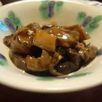 ん。 - サザエのキモの醤油漬け・・。