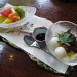 くろ麦 - ランチセットにつくあんみつ