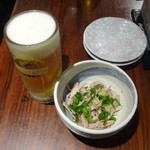 テムジン - 生ビールセット、酢モツで700円
