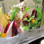 レストラン バカール - 日本各地から取り寄せた有機野菜と能登産ズワイ蟹とカニミソのバーニャカウダ