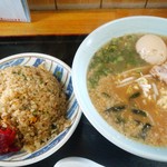 味のさつま - みそらーめん半焼飯セット8００円＋煮玉子１００円