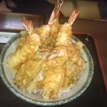 志げ家 - 大盛天丼、味噌汁付き（税込850円）（2016.2撮影）