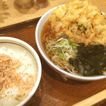 Shibusoba - いかのかき揚げそば、ごはん