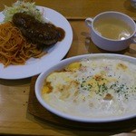 レストランBON - サービスセットメニュー、ハンバーグ&海老ドリアです。(2016年2月)