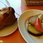 トラットリア グランボッカ - 【2016年2月】前菜：バーニャクダ（タマネギ・トマト・大根・サツマイモ）、ポップオーバー