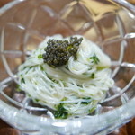 佳肴みを木 - あおさのそうめんにキャビアを乗せて