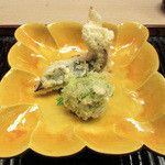 緒方 - 2016.2【5】まな鰹味噌漬け天ぷら　蕗の薹天ぷら]