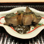 緒方 - 2016.2【7】アワビ。表面のみ揚げて火入れ　中は生