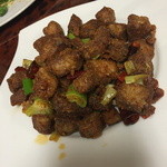 中華美食府 - 北京ダック１羽（４，６８０円）の炒め物『辣子鶏風』にしてもらいました。２０１６年２月